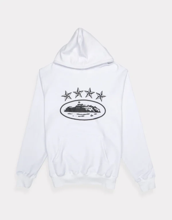 Corteiz 4Starz Alcatraz White Hoodie